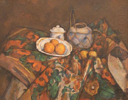Still Life with Ginger Jar, Sugar Bowl, and Oranges, Paul Cezanne